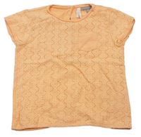 Oranžové tričko s dirkovaným vzorem a kapsou