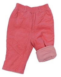 Růžové manšestrové zateplené kalhoty 