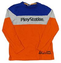 Oranžovo-šedo-tmavomodré triko PlayStation George