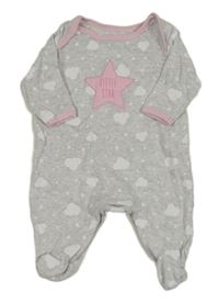 Šedo-růžový overal s mráčky a hvězdou Crafted