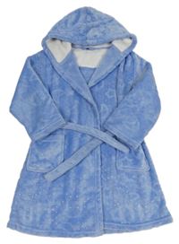 Modrý chlupatý župan se třpytkami a kapucí Nutmeg