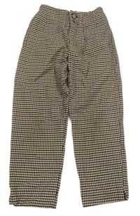 Béžovo-hnědo-černé kostkované kalhoty Zara