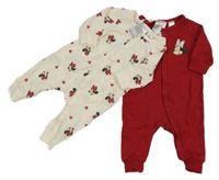 Nové - 2x - Červený + pudrový overal s Minnií H&M