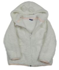 Bílá chlupatá bunda s kapucí Lupilu