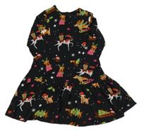 Černé bavlněné šaty s pejsky TU 