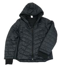 Antracitová funkční šusťáková prošívaná zimní bunda s kapucí Decathlon