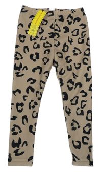 Nové - Béžovo-černé vzorované legíny Shein