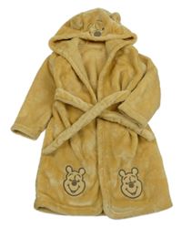 Béžový chlupatý župan s medvídkem Pú a kapucí George 