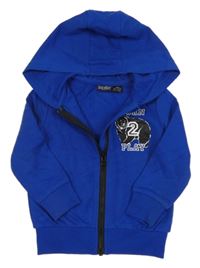 Safírová propínací mikina s medvědem a kapucí Lupilu 