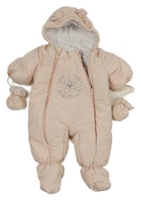 Světlerůžová šusťáková zimní kombinéza s vločkou a kapucí Ergee