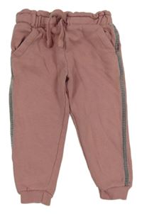 Starorůžové tepláky s proužky 