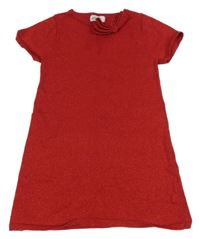Červené třpytivé úpletové šaty s mašlí H&M