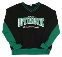 Černo-zelená mikina s nápisem Shein