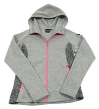 Šedo-černá melírovaná pletená propínací mikina s kapucí Icepeak 