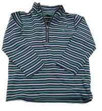 Tmavomodro-bílo-zelená pruhovaná mikina s rolákem Joules