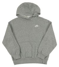 Šedá melírovaná mikina s logem a kapucí Nike