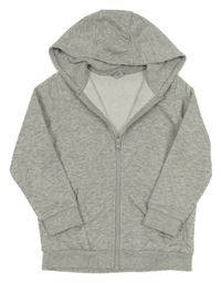 Šedá melírovaná propínací mikina s kapucí Tu