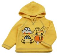 Okrová fleecová mikina s auty a kapucí M&Co