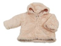 Broskvová kožešinová zateplená bunda s kapucí Pampolina