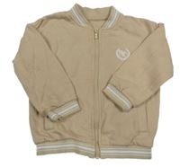 Béžová propínací mikina s výšivkou a proužky Matalan