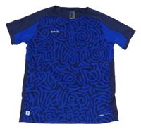 Safírovo-tmavomodré vzorované sportovní funkční tričko Kipsta 