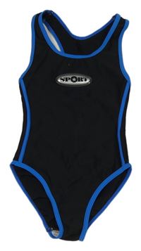 Černé jednodílné plavky s modrým lemem 