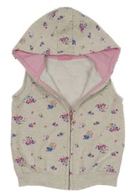 Béžová tepláková vesta s kytičkami a kapucí LC Waikiki