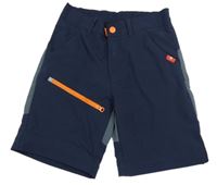 Tmavomodro-šedé šusťákové outdoorové kraťasy Lupilu