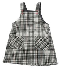 Bílo-černo-světlerůžové kostkované vlněné šaty Nutmeg