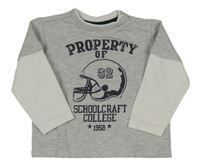 Šedo-bílá mikina s helmou Blukids