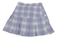 Levandulovo-bílá kostkovaná skládaná sukně H&M