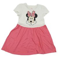 Bílo-růžové bavlněné šaty s Minnie Disney + C&A