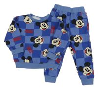 2set - Modrá kostkovaná oversize mikina s Mickeym + tepláky LC Waikiki