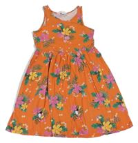 Oranžové květované bavlněné šaty s plameňáky H&M