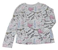 Bílé triko s obrázky a nápisy Primark
