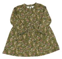 Khaki teplákové květované šaty Name it