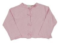 Světlerůžový propínací crop svetr Zara