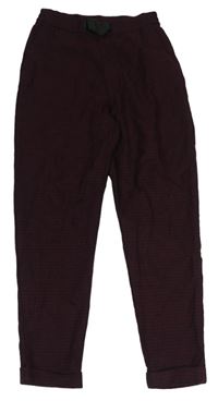 Tmavovínovo-černé vzorované úpletové kalhoty s mašličkou H&M