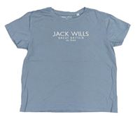 Šedomodré crop tričko s logem JACK WILLS