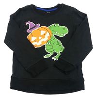 Černá mikina s dinosaurem a dýní
