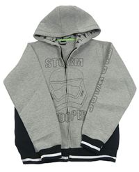 Šedo-černá melírovaná tech fleece propínací se Star Wars a kapucí coolclub