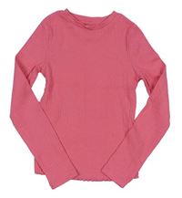 Růžové žebrované crop triko F&F