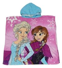 Tmavorůžovo-borůková froté pončo osuška s Frozen a kapucí Disney