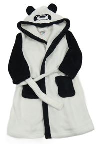 Bílo-černý plyšový župan s kapucí - panda nifty kids