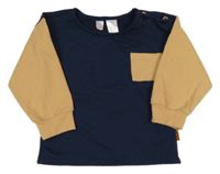 Tmavomodro-světlehnědá mikina s kapsou LILA&JACK