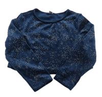 Tmavomodrá plyšová crop mikina s hvězdičkami OKaïdi