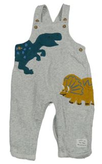 Světlešedé melírované laclové tepláky s dinosaury M&S