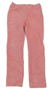 Broskvové žebrované sametové tregíny Benetton