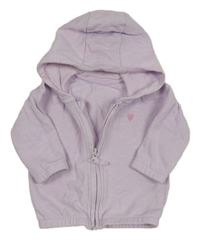 Levandulová melírovaná propínací mikina se srdíčkem a kapucí George