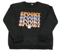 Černá teplá mikina s nápisy a duchem 